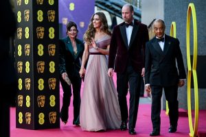 Prince William and Kate Middleton arrived at BAFTA together in co-ordinated ensembles (Photo: AP)
