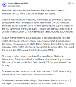 (Credit: Chennai Metro X)