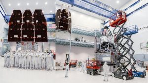 Engineers at Nasa's Goddard Space Flight Center celebrate the final assembly of the Nancy Grace Roman Space Telescope. (Photo: Nasa)