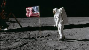Nasa astronaut Buzz Aldrin standing beside the US flag on the Moon during the Apollo 11 mission. (Photo: Nasa)