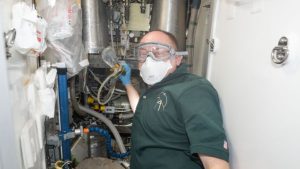 Mike Fincke inside the ISS module, where the health concern first emerged on 7 January. (Photo: Nasa)