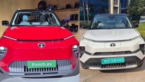 Tata Punch EV new front-end (L) and Tata Punch EV old front-end (R).