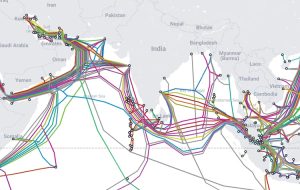 Map of all subsea cable networks with landing stations in India as of February 2026. (Image courtesy of TeleGeography)