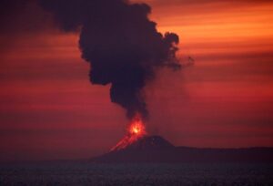 Anak Krakatau (Child of Krakatoa) volcano is seen in the Indian Ocean. (Photo: Reuters)