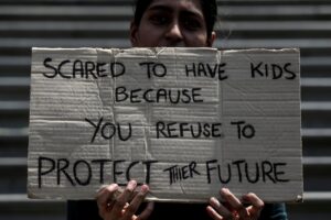 A student takes part in a global protest against climate change in Mumbai, India. (Photo: Reuters)