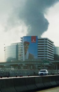 Smoke rising from an area near the Dubai International Airport after a drone attack, amid the US-Israel war with Iran. (Image: Reuters)