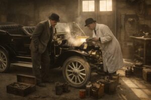 A motorist walked into a garage in the United States in the early twentieth century with a puzzling complaint -- his fuel was evaporating too quickly. (Photo: AI-generated image)