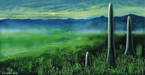 A rendering of what Prototaxites might have looked like. (Mary Parrish / National Museum of Natural History)