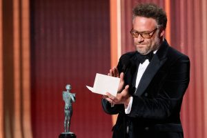 Seth Rogen accepts the Outstanding Performance By A Female Actor In A Comedy Series award on behalf of Catherine O'Hara for "The Studio" during the Actor Awards, in Los Angeles, California, U.S., March 1, 2026. REUTERS/Mario Anzuoni (REUTERS)