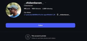 Director Chidambaram made his Instagram account private before news of his sexual harassment broke.