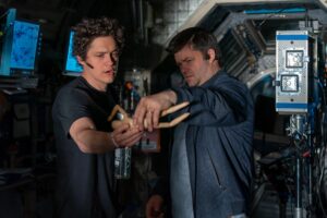 Directors Phil Lord and Christopher Miller on the set of Project Hail Mary.