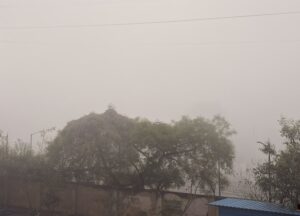 An area in Noida covered in fog. (Photo: X/@manassaikia)