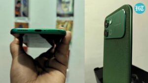 The Infinix Note Edge 5G is available in three colour options: Silk Green, Stellar Blue and Lunar Titanium. (Ijaj Khan -HT)