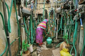 A woman uses a hand pump to fill up a container with drinking water in Chennai. (Photo: Reuters)