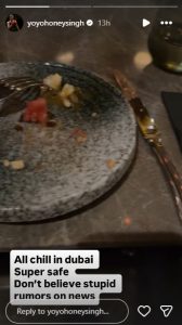 Yo Yo Honey Singh via Instagram Stories.