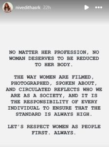 Niveditha Shivarajkumar also stood in support of Sapthami Gowda.