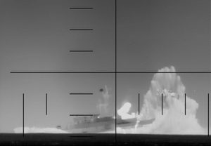 Periscope footage of a US Navy submarine firing on and sinking an Iranian warship in the Indian Ocean. (AFP)