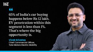 Tata Motors is playing a longer game, as far as EV adoption in India is concerned, TMEV Chief Commercial Officer Vivek Srivatsa says. (HT)