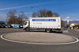 A truck carries the transportable antimatter trap during a road test at the European Organization for Nuclear Research (CERN), in Meyrin near Geneva, Switzerland, Tuesday, March 24, 2026. (Photo: AP)