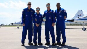 The Artemis II crew has landed! After piloting T-38 jets for a flyover of their rocket, the four astronauts are at Kennedy Space Center for the final April 1 launch countdown. (Photo: Nasa)