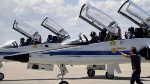 T-38 Talon supersonic jets bringing the Artemis II astronauts to Florida for their final launch preparations. (Photo: Nasa)