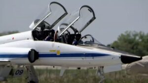 Before landing, the astronaut pilots performed a flyover of Launch Pad 39B, where their towering Space Launch System rocket and Orion spacecraft await the upcoming mission. (Photo: Nasa)