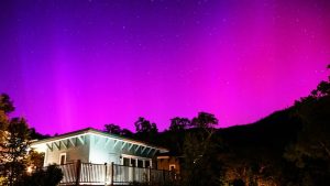 A glowing aurora seen in 2025 after a massive solar storm struck Earth. (Photo: AFP)