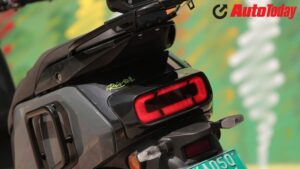 At the rear, the Indie features integrated pannier mounts and a sleek LED tail lamp. Our test scooter came with the optional backrest and luggage rack.