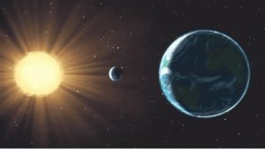 Earth comes in between the Sun and the Moon during a total lunar eclipse. (GIF: Nasa)