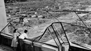 The skeletal remains of a building stand as a permanent reminder of the atomic power released over Hiroshima. (Photo: AFP)