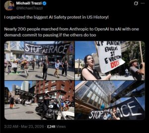 People marching from Anthropic to OpenAI to xAI demanding pause on AI race