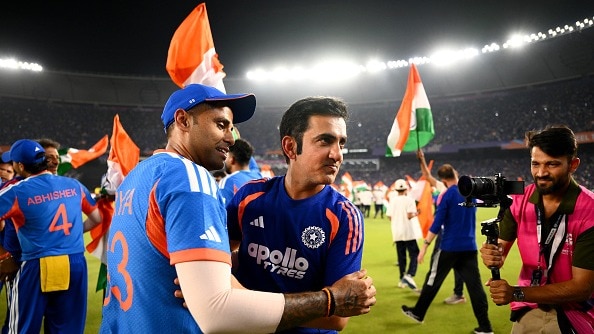 India's head coach Gautam Gambhir and captain Suryakumar Yadav in frame. (Getty)