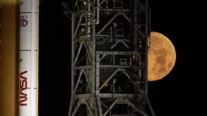 A close-up view of the SLS rocket's upper stage, where a dislodged seal inside the quick disconnect mechanism blocked helium from flowing properly during a wet dress rehearsal on February 21, 2026. (Photo: Nasa)