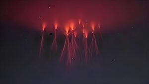 The powerful electric field created above the storm can trigger a discharge in the thin upper atmosphere, producing the crimson flash known as a red sprite. (Photo: Nasa)