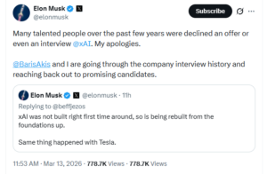 Elon Musk says sorry for rejecting talented people.