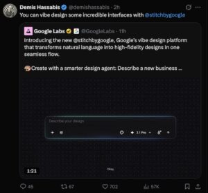 Demis Hassabis calls Stitch incredible