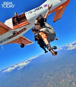 By adjusting their body shape, skydivers control how much surface area interacts with the air. (Photo: India Today)