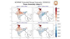 India's temperature forecasts from March 13 to April 9, 2026. (Photo: X/@navdeepdahiya55)