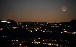 The comet PANSTARRS is seen next to the waxing crescent moon. (Photo: Reuters)