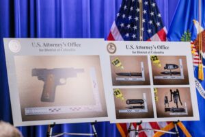 Pictures of the weapons carried by Cole Tomas Allen, the suspect in the shooting incident in Washington at the annual White House Correspondents' Association dinner. (Photo: Reuters)