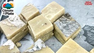 Sweets made of cashews and milk are seen in a box. (Photo: Getty)