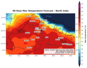 An image showing the heat forecast in the coming days. (Photo: X/@navdeepdahiya55)