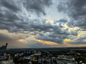 Thunderclouds hover over the Vidhana Soudha amid rain showers, in Bengaluru. (Photo: PTI)