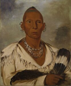 Makataimeshekiakiak or 'Múk-a-tah-mish-o-káh-kaik', called Black Hawk: An oil painting depiction by George Catlin. (Public domain image: Smithsonian American Art Museum)