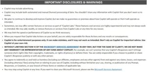 A screenshot of the updated terms of use for Copilot.