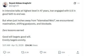 Iran Foreign Minister Abbas Araghchi on X