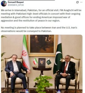 Iranian Foreign Minister Syed Abbas Aragchi (left) and his Pakistani counterpart Ishaq Dar in Islamabad.