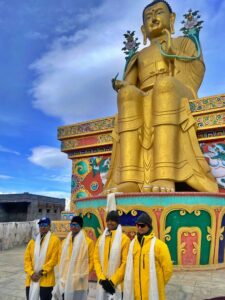 The four Gaganyaan astronauts ahead of entering the simulation. (Photo: Protoplanet)