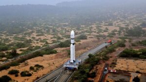 The LVM3 makes its way to the launch pad at Satish Dhawan Space Centre. The rocket that carried Chandrayaan-3 to the Moon is the foundation on which Isro's next generation of launch vehicles will be built. (Photo: Isro)