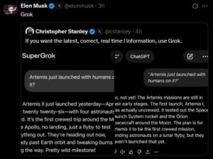 Elon Musk's X account only has one reference to Artemis II.